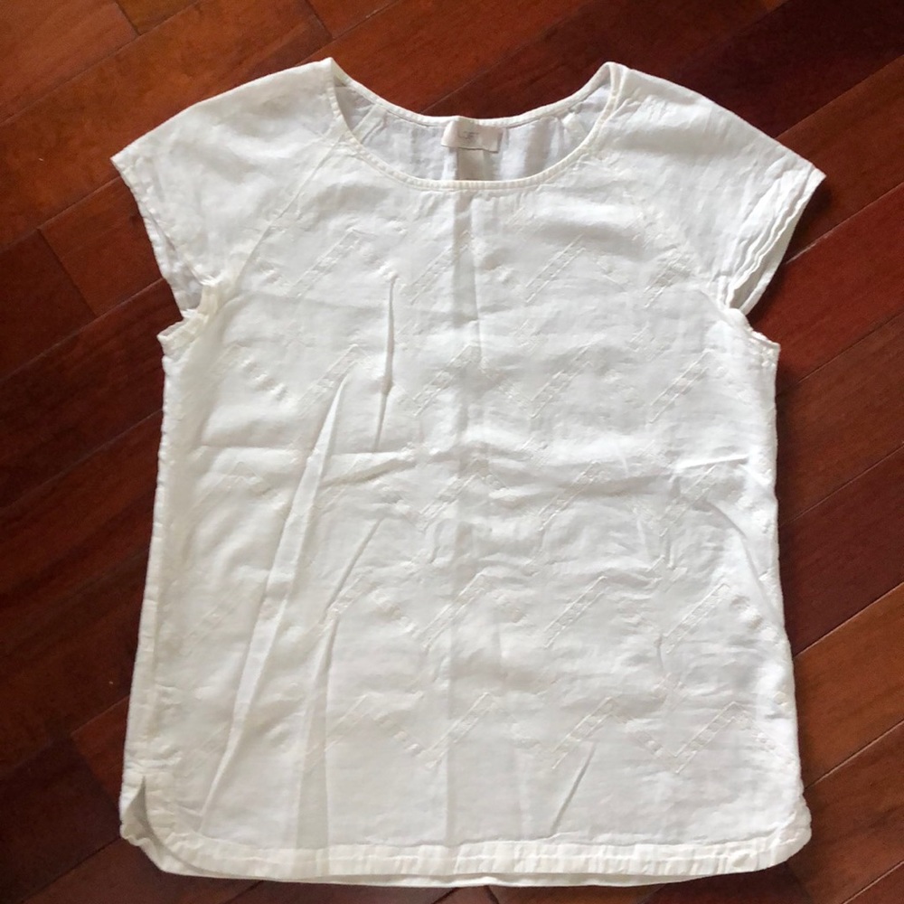Loft Cotton Embroidered Cap Sleeve Top, S